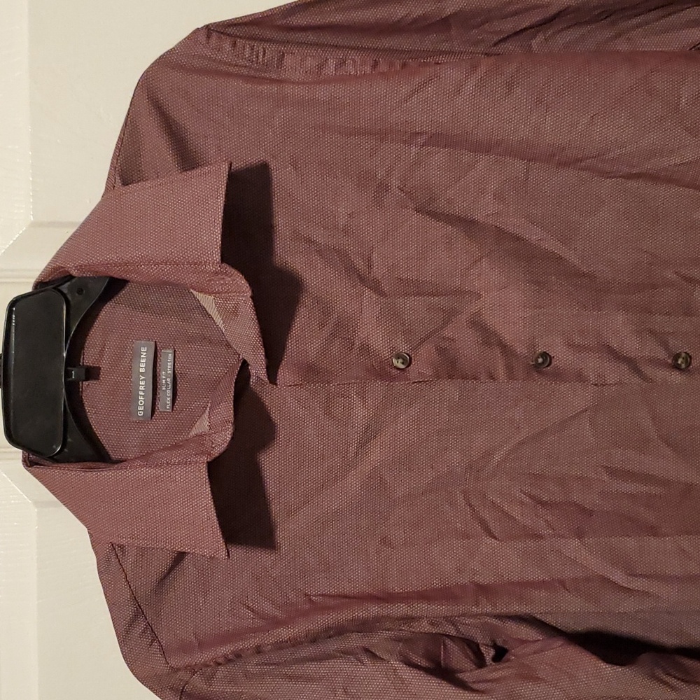 Geoffrey Beene Men's Button Down Rusted/Burgundy Long Sleeve - 15-15 1/2, 34/35M - Picture 2 of 7